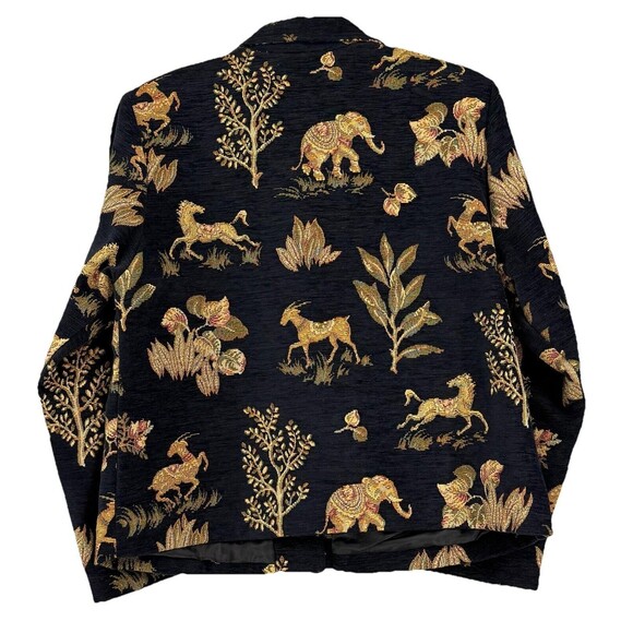 Women's Lilly Of California Hand Loomed Black Safari Button Up Blazer Coat Large - Picture 2 of 8